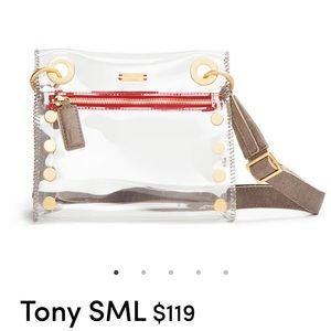 NWT Hammitt Tony Small Clear/Pewter/Red Crossbody